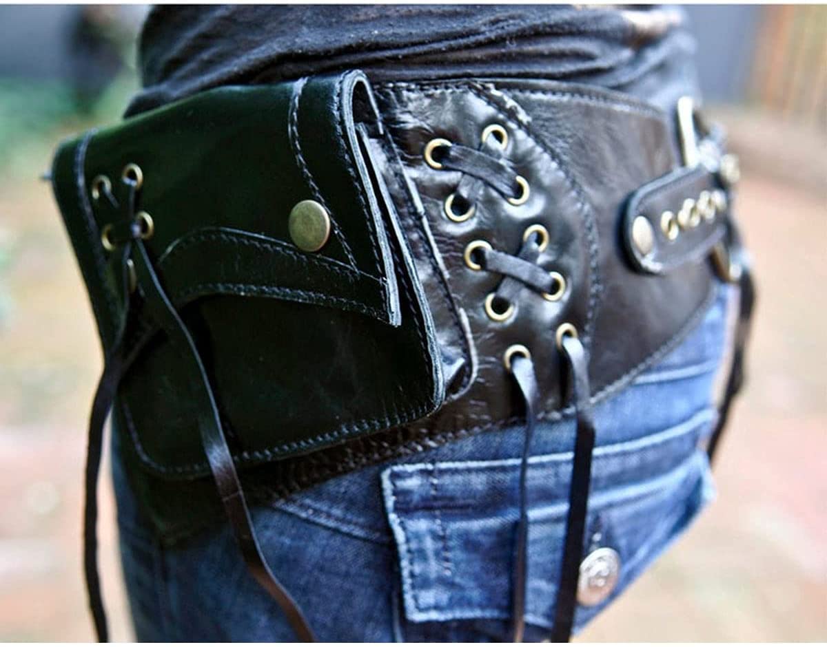 ZXKYZR8 Medieval Leather Tassel Belt Bag, Adjustable Steampunk